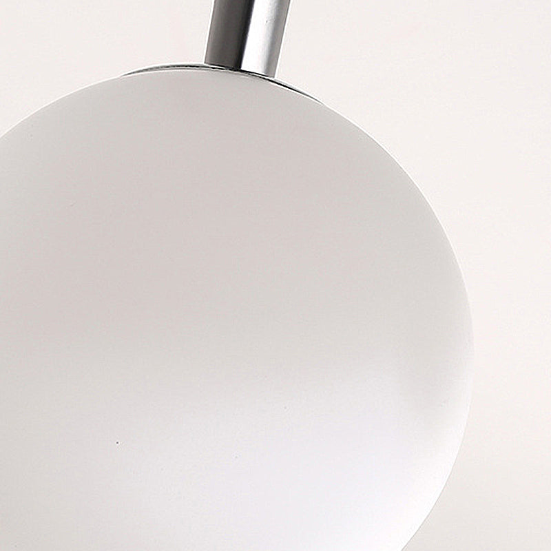White Glass Globe Hanging Chandelier Traditional 3/6/8 Light Living Room Pendant Light in Black with Sunburst Design