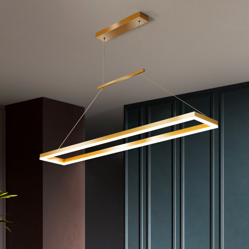 Rettangolo Metal Island Affermazione Luce semplicità Luce a ciondolo a LED per sala da pranzo
