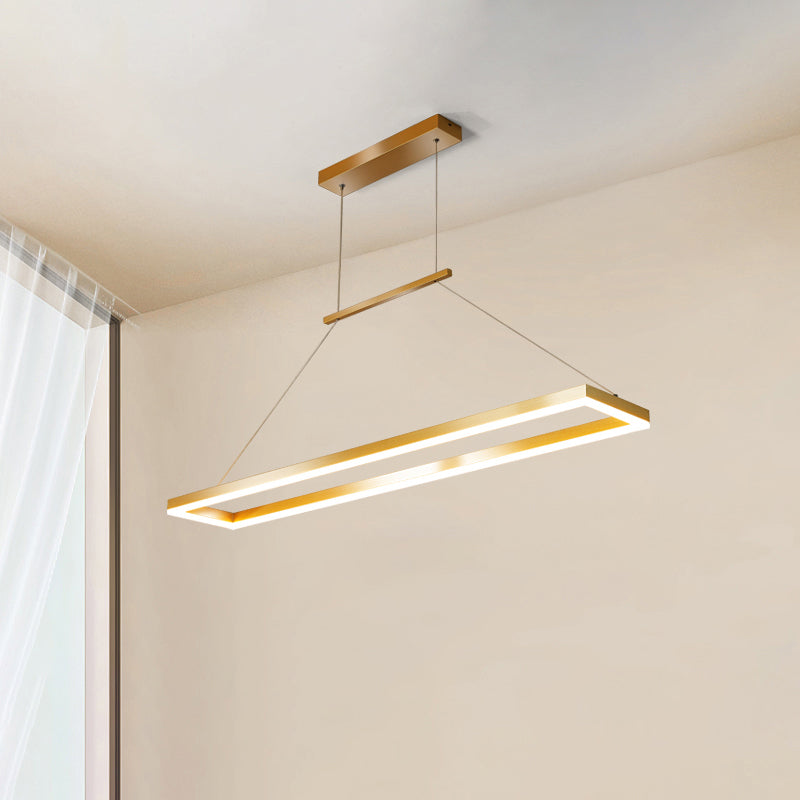 Rectangle Metal Island Ceiling Light Simplicity LED Pendant Light for Dining Room