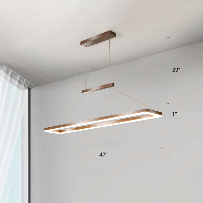 Rectangle Metal Island Ceiling Light Simplicity LED Pendant Light for Dining Room