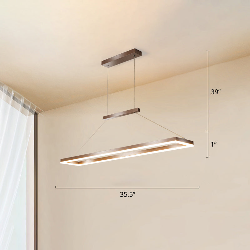 Rettangolo Metal Island Affermazione Luce semplicità Luce a ciondolo a LED per sala da pranzo