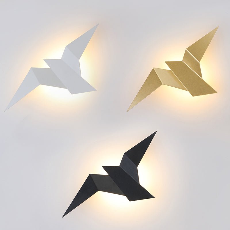 Lampada di fonce in metallo a forma di uccello origami Luce a parete a parete per soggiorno per soggiorno