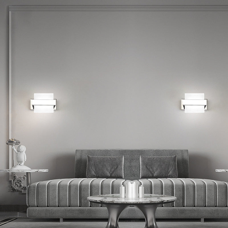 Acrylic Square LED Vanity Sconce Contemporary White Wall Mounted Lighting for Bath