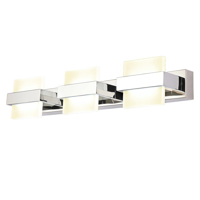 Acrylic Square LED Vanity Sconce Contemporary White Wall Mounted Lighting for Bath