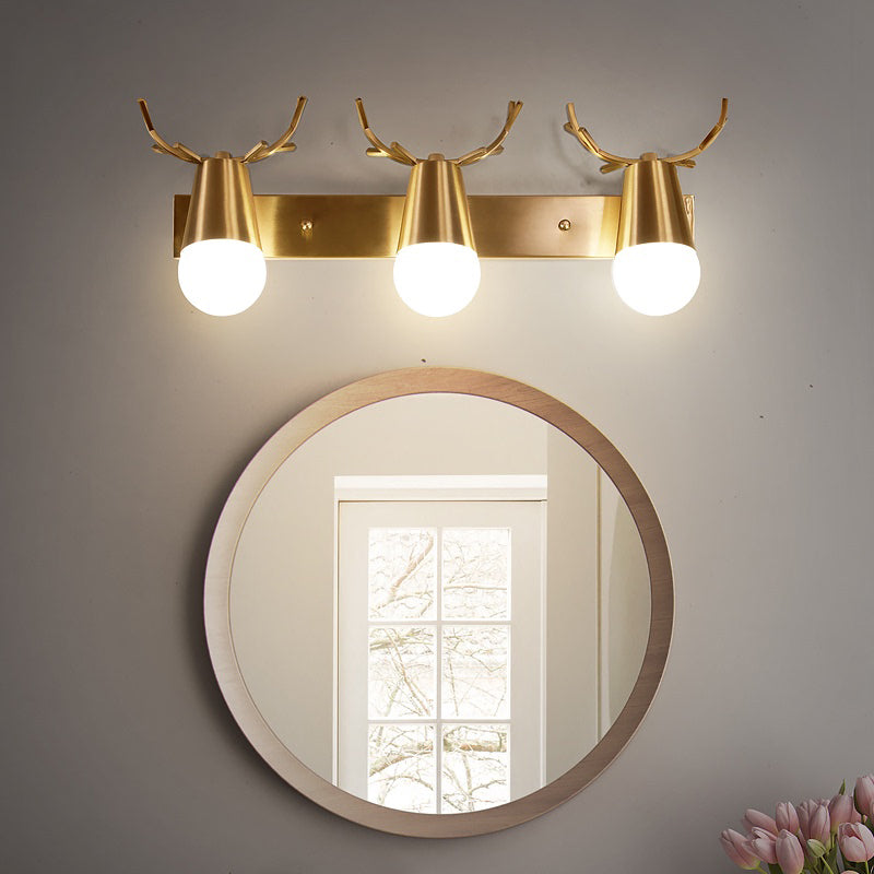Antler Vanity Wall Light Postmodern Metal Brass Glasce Light Ayémateur avec conception de bulbe exposée