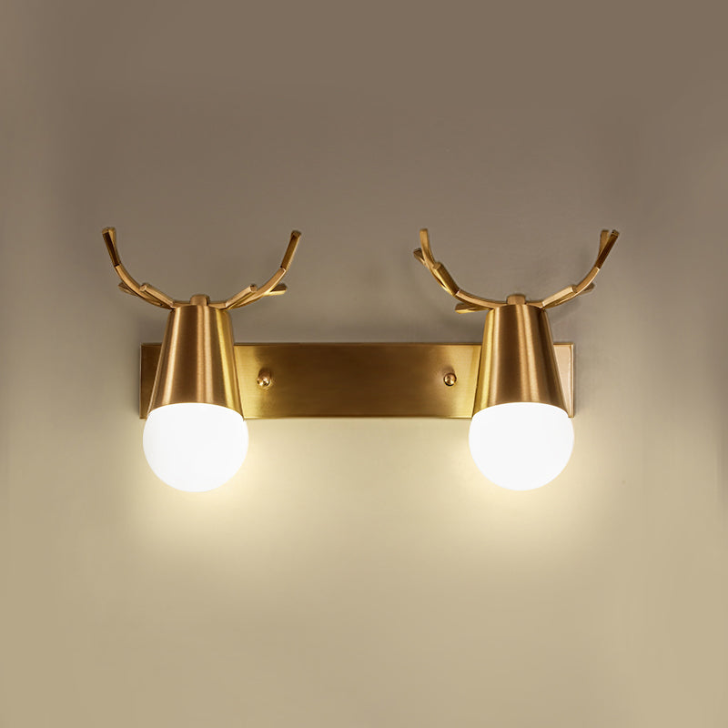 Antler Vanity Wall Light Postmodern Metal Brass Glasce Light Ayémateur avec conception de bulbe exposée