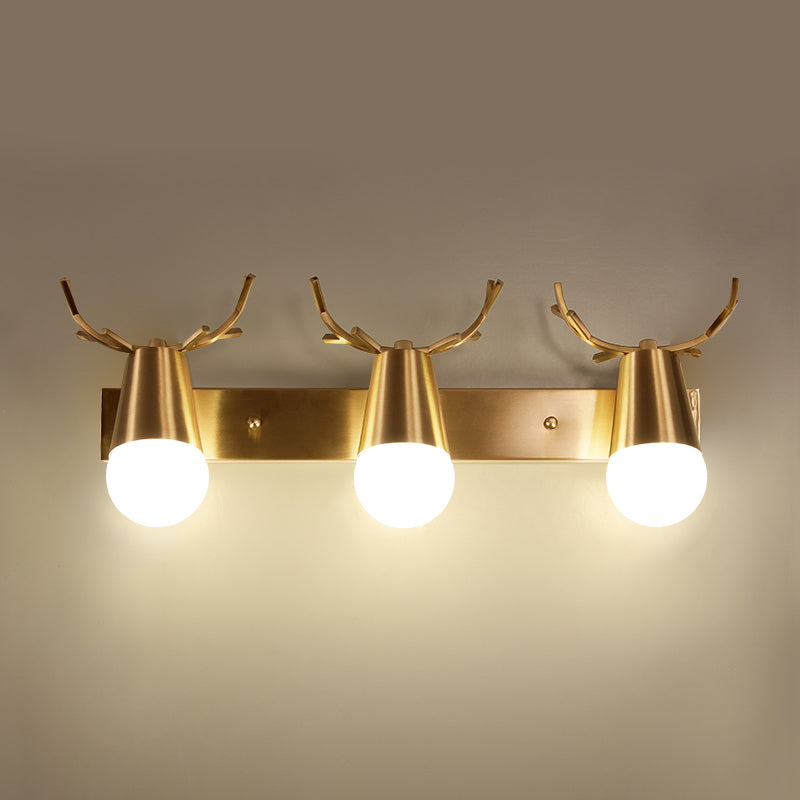 Antler Vanity Wall Light Postmodern Metal Brass Glasce Light Ayémateur avec conception de bulbe exposée