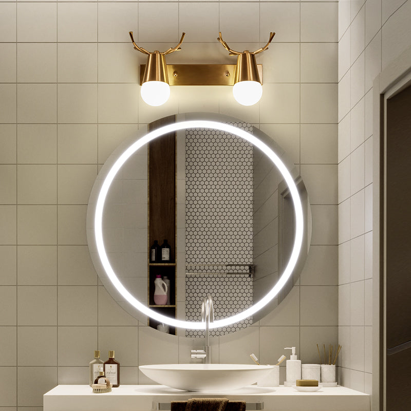 Antler Vanity Wall Light Postmodern Metal Brass Glasce Light Ayémateur avec conception de bulbe exposée