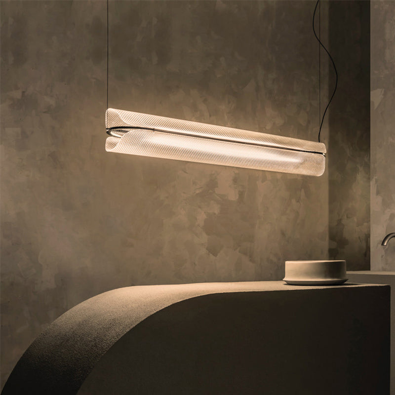 Lámpara colgante en forma de tubería acrílica creative minimalista de luz LED transparente de la isla liviana
