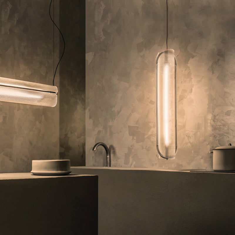 Lámpara colgante en forma de tubería acrílica creative minimalista de luz LED transparente de la isla liviana