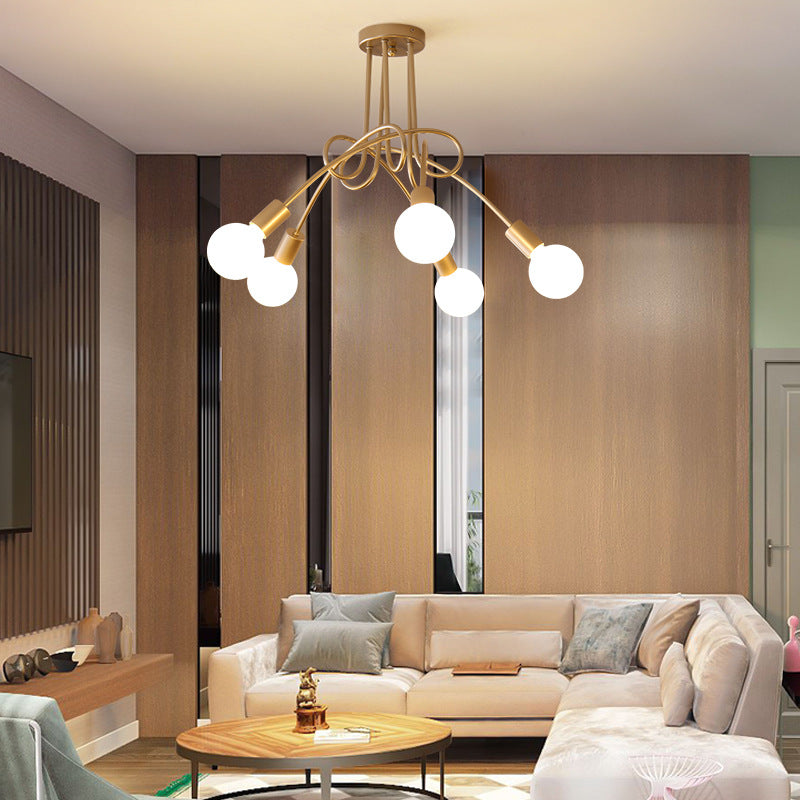Lámpara de techo semi empotrada de metal estilo loft para dormitorio con diseño de bombilla abierta