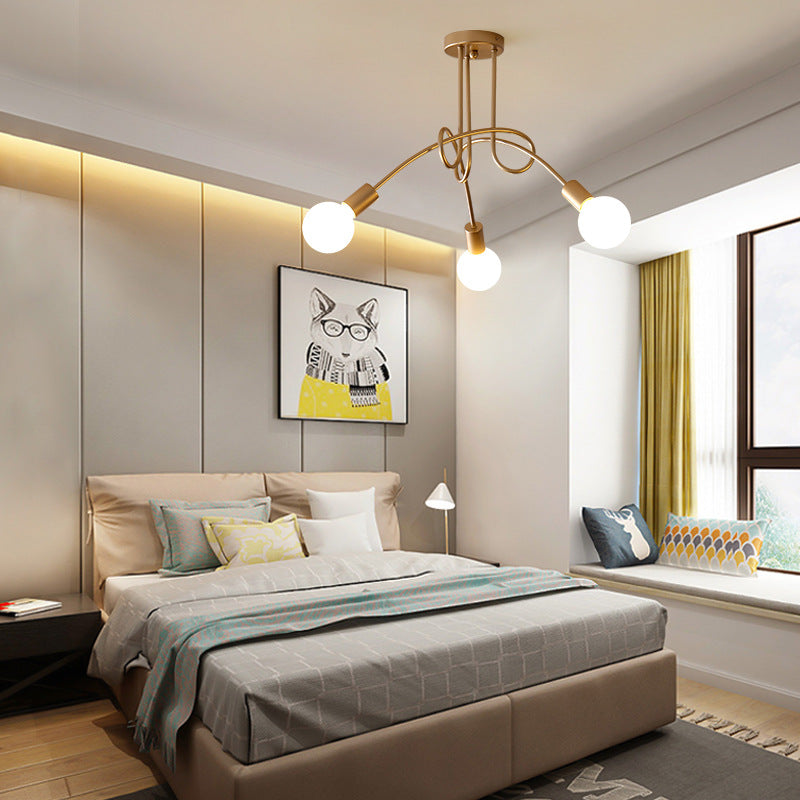 Lámpara de techo semi empotrada de metal estilo loft para dormitorio con diseño de bombilla abierta