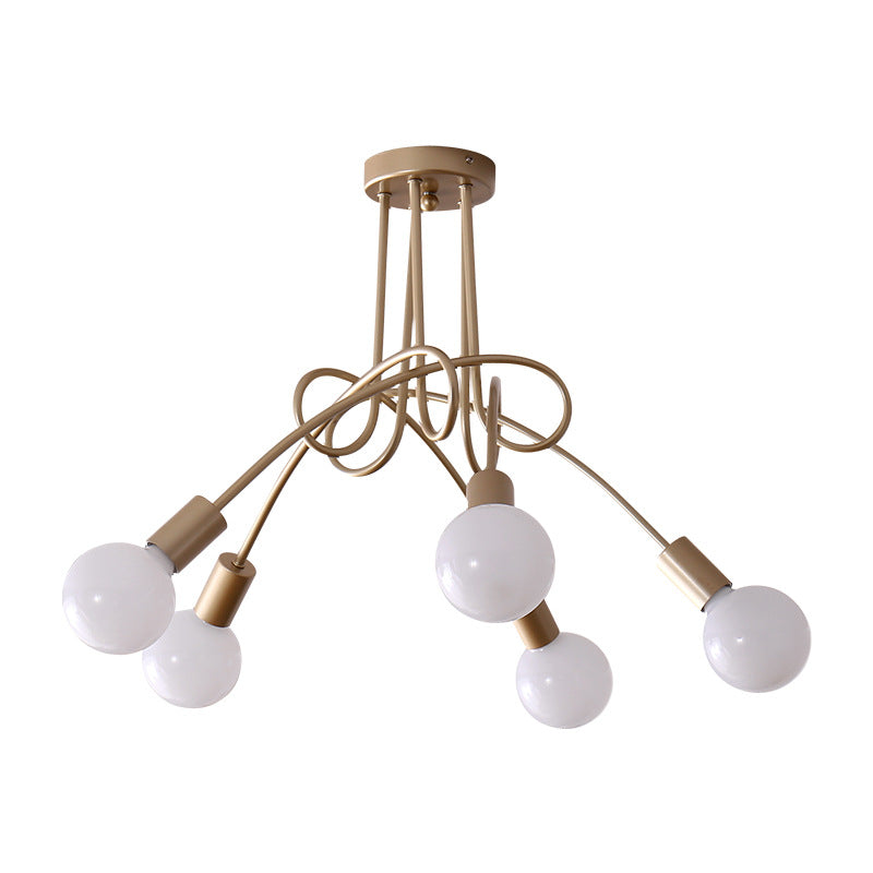 Lámpara de techo semi empotrada de metal estilo loft para dormitorio con diseño de bombilla abierta
