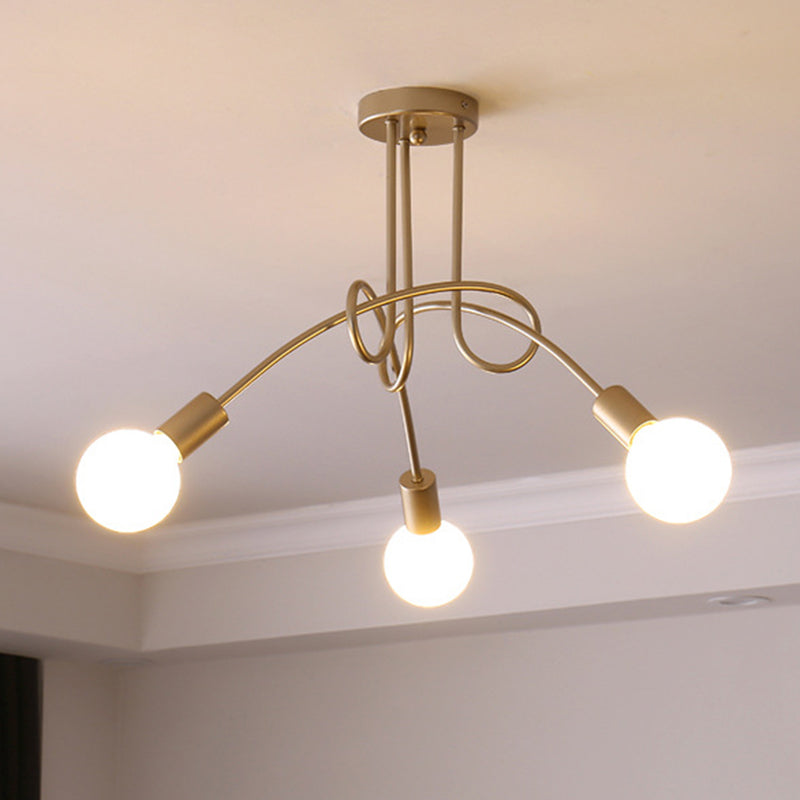 Lámpara de techo semi empotrada de metal estilo loft para dormitorio con diseño de bombilla abierta