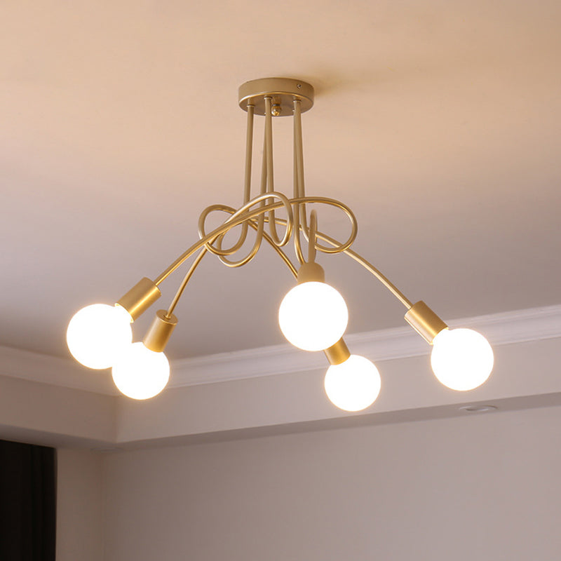 Lámpara de techo semi empotrada de metal estilo loft para dormitorio con diseño de bombilla abierta