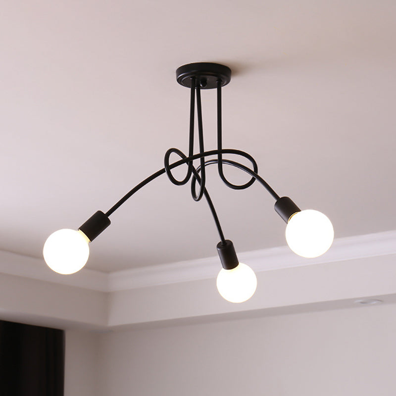 Lámpara de techo semi empotrada de metal estilo loft para dormitorio con diseño de bombilla abierta