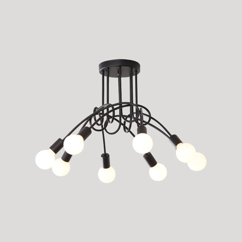 Lámpara de techo semi empotrada de metal estilo loft para dormitorio con diseño de bombilla abierta