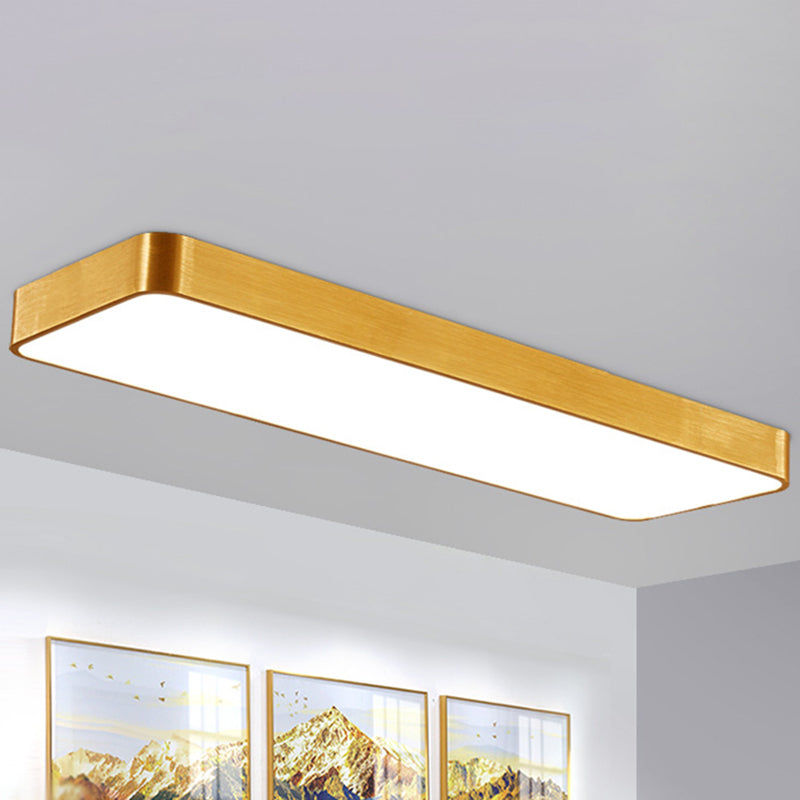 Goudkleurige rechthoekige plafondlamp Eenvoudige stijl metalen LED-inbouwlamp voor kantoor