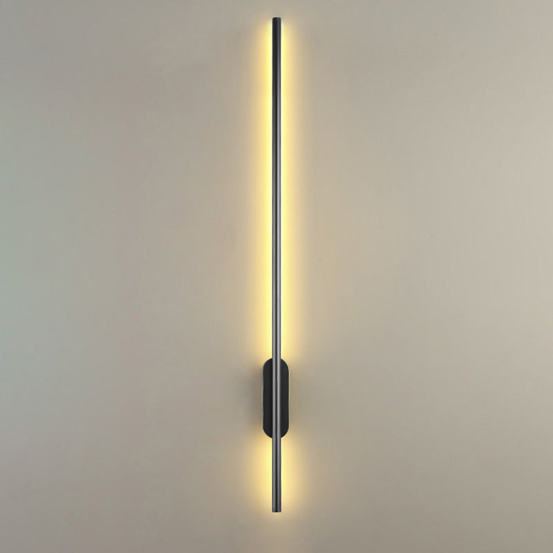 Black Rod LED Wall Lamp Fixture Simple Style Metallic Sconce Light for Living Room
