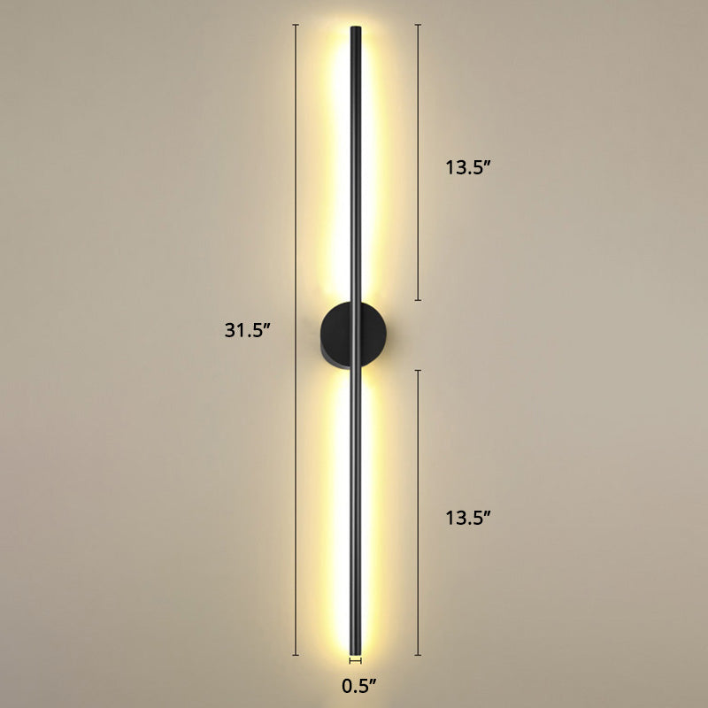 Black Rod LED Wall Lamp Fixture Simple Style Metallic Sconce Light for Living Room