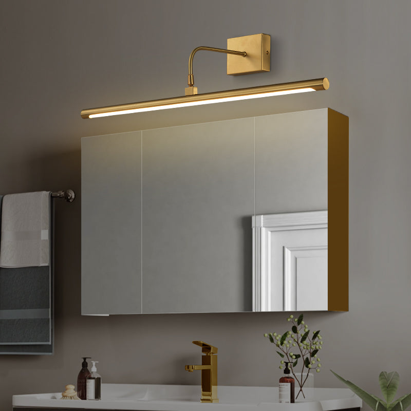 Sconce da parete tubolare in acrilico, lampada da specchio minimalista a LED per bagno con snodo girevole in ottone