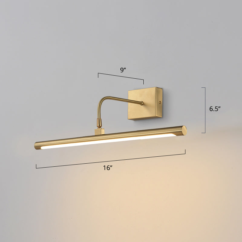 Sconce da parete tubolare in acrilico, lampada da specchio minimalista a LED per bagno con snodo girevole in ottone