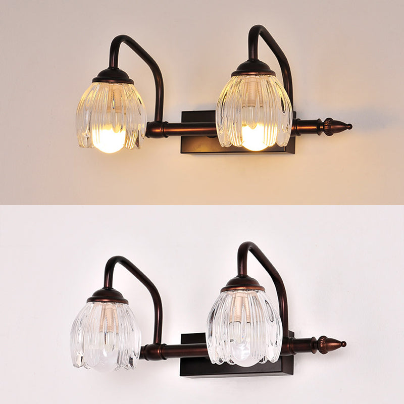 Kupferblume Waschtisch Wand Licht rustikal klares Glas Badezimmer Wandleuchte Leuchte