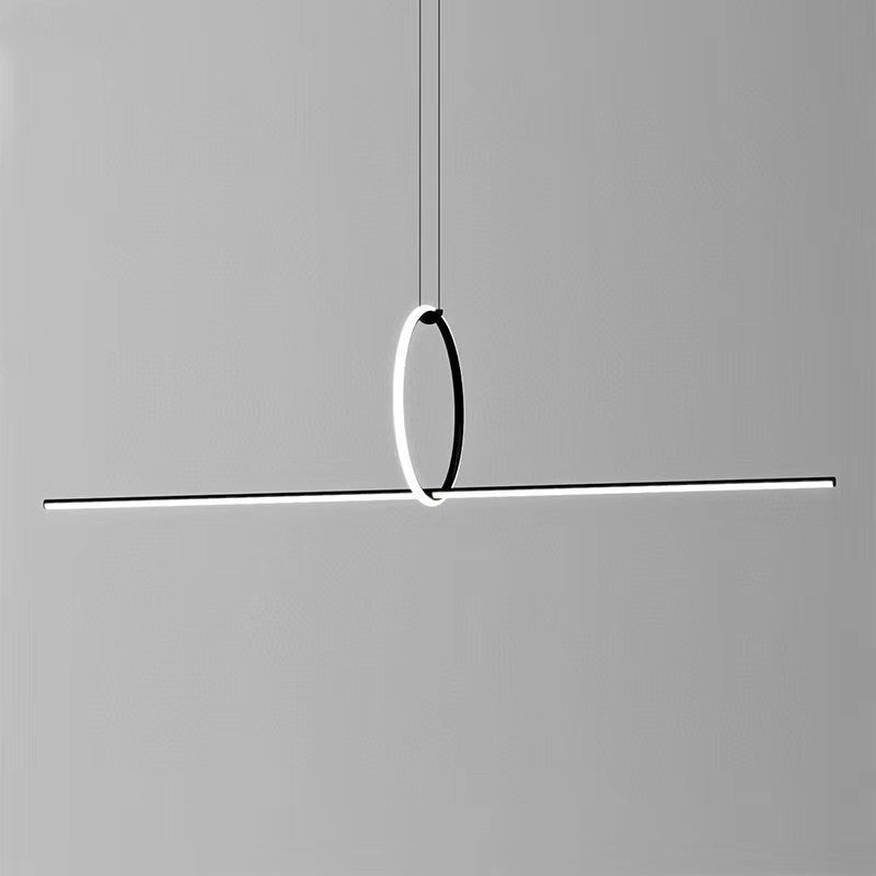 Designer Line Art Cindant Affermazione Luce della sala da pranzo Metallic LED Isola Luce in nero