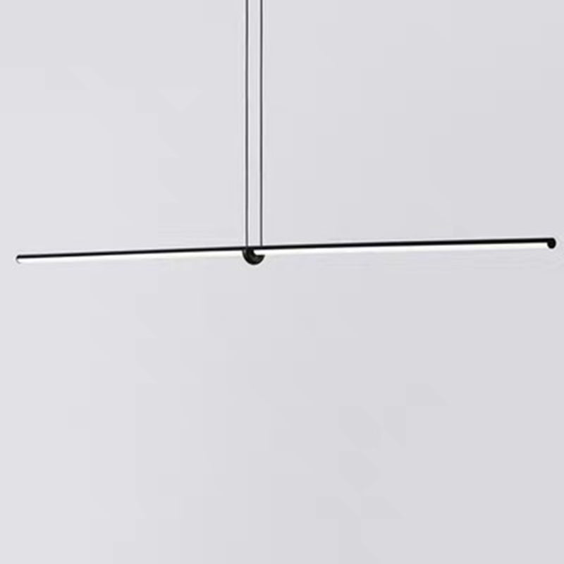 Designer Line Art Pendant Ceiling Light Metallic Dining Room LED Island Light in Black