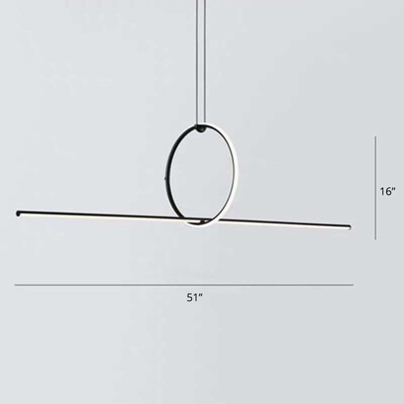 Designer Line Art Pendant Ceiling Light Metallic Dining Room LED Island Light in Black