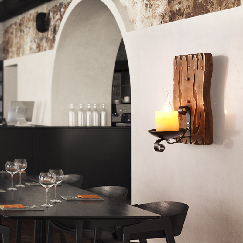 Braun geometrische Wandleuchte rustikales Holz 1-Licht-Restaurant Wandmontage Licht montiert