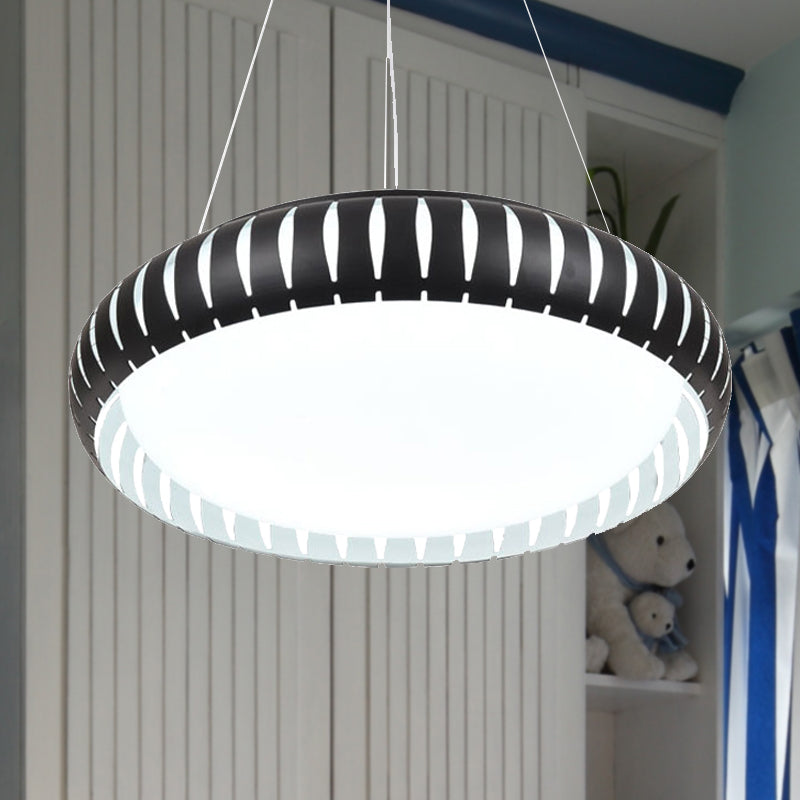Lámpara moderna de metal de metal de techo redondo LED/negro/blanco en luz cálida/blanca/natural, 18 "/22" de ancho