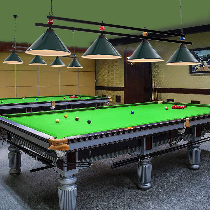 Biljart kroonluchter landstijl bar eiland verlichtingsarmatuur met kegel metalen schaduw