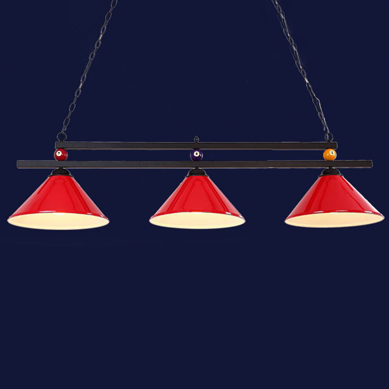 Biljart kroonluchter landstijl bar eiland verlichtingsarmatuur met kegel metalen schaduw