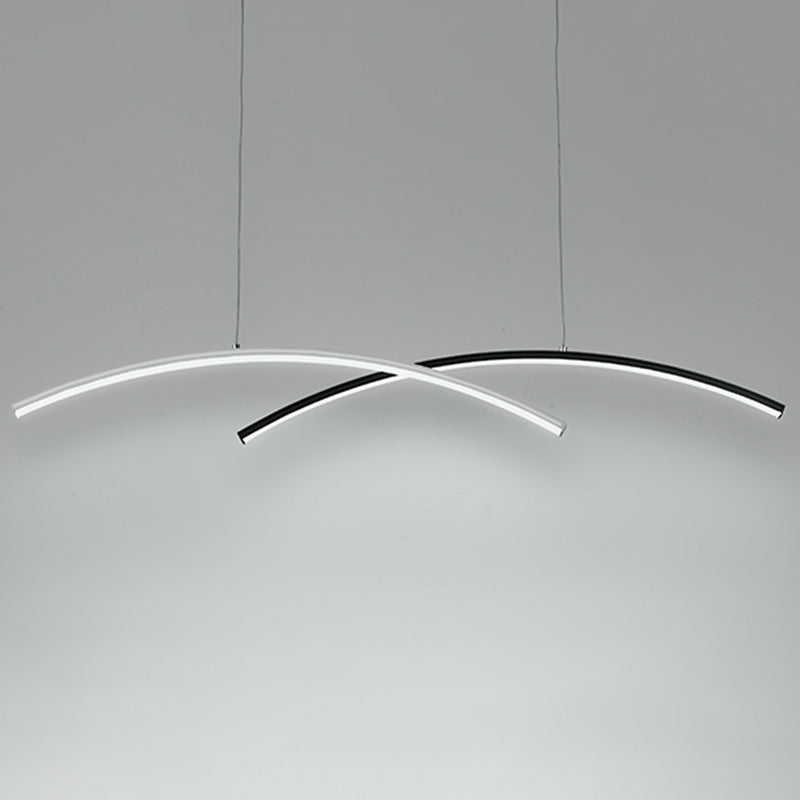 Black and White Arc Ceiling Lighting Simplicity LED Metal Hanging Island Light for Living Room