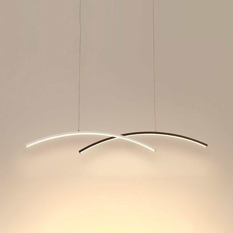 Black and White Arc Ceiling Lighting Simplicity LED Metal Hanging Island Light for Living Room