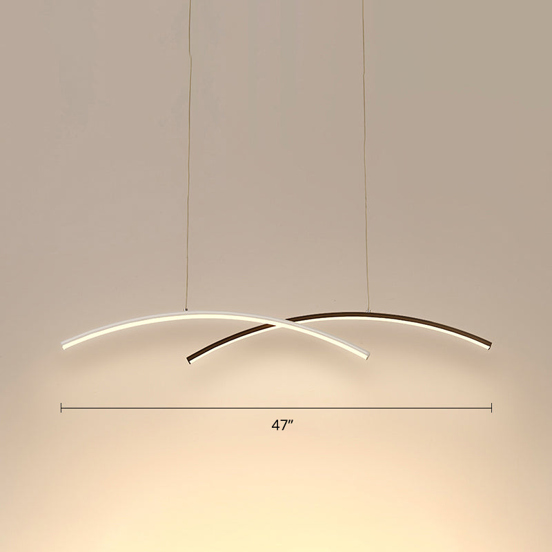 Black and White Arc Ceiling Lighting Simplicity LED Metal Hanging Island Light for Living Room