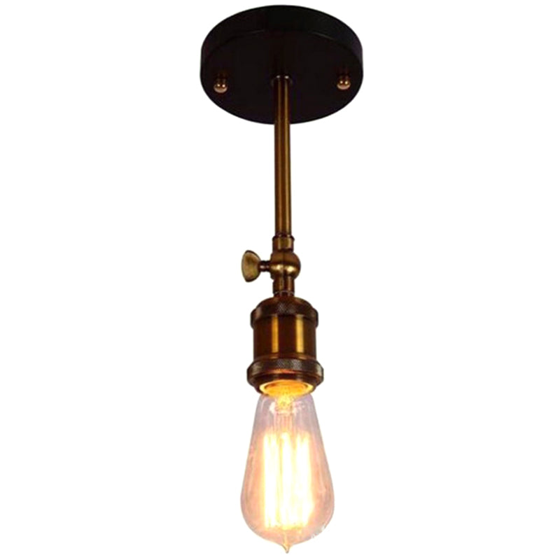 Brass 1-Head Wall Light Industrial Metal Naked Bulb Sconce Fixture with Adjustable Joint