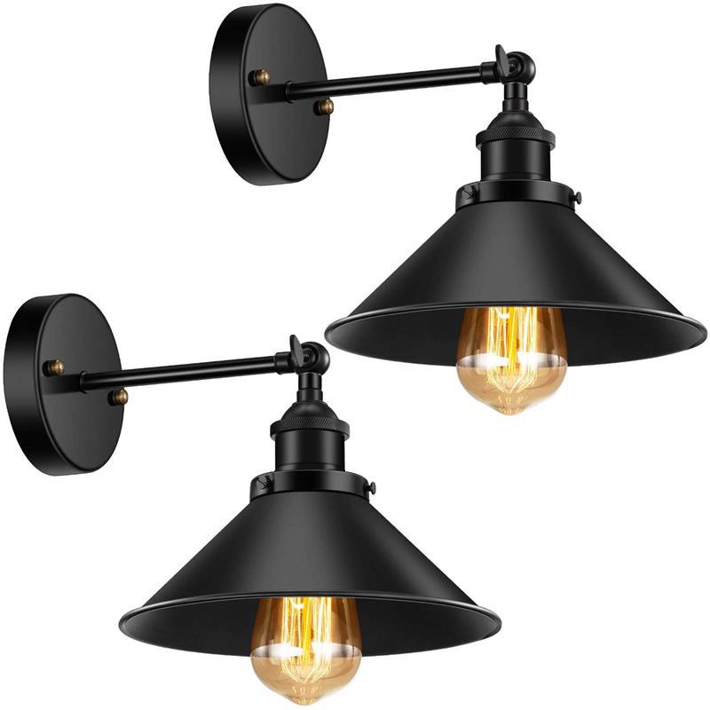 Industrial Style Conical Reading Lamp 1-Light Metal Swivelable Wall Light Sconce with Plug-in Cord