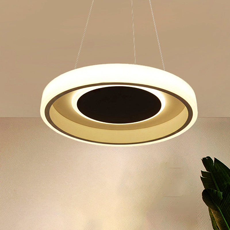 Round Acrylic Pendant Lighting Modern 14"/19.5" Wide Led White Hanging Ceiling Lamp in White/Warm/Natural Light