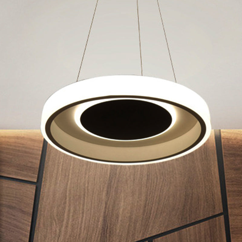 Round Acrylic Pendant Lighting Modern 14"/19.5" Wide Led White Hanging Ceiling Lamp in White/Warm/Natural Light