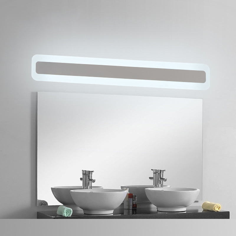 Ultrathin Bar Shaped Flush Wall Sconce Minimalist Acrylic White LED Vanity Light Fixture