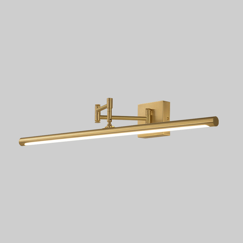 Foldable Brass Tube Vanity Sconce Light Antiqued Metal Powder Room LED Wall Lamp