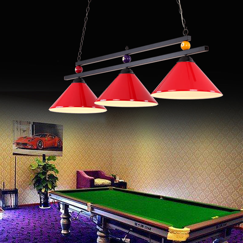 Conical Metal Hanging Island Light Industrial Billiard Club Suspension Pendant Light
