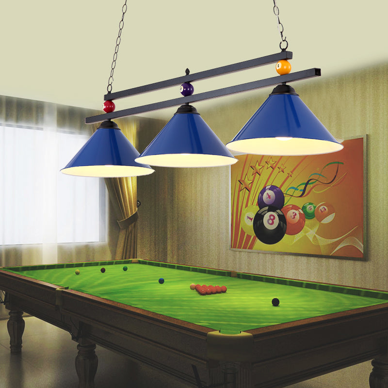 Conical Metal Hanging Island Light Industrial Billiard Club Suspension Pendant Light