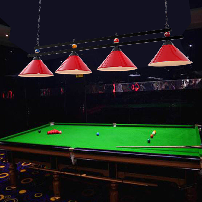 Conical Metal Hanging Island Light Industrial Billiard Club Suspension Pendant Light