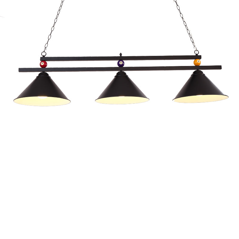 Conical Metal Hanging Island Light Industrial Billiard Club Suspension Pendant Light