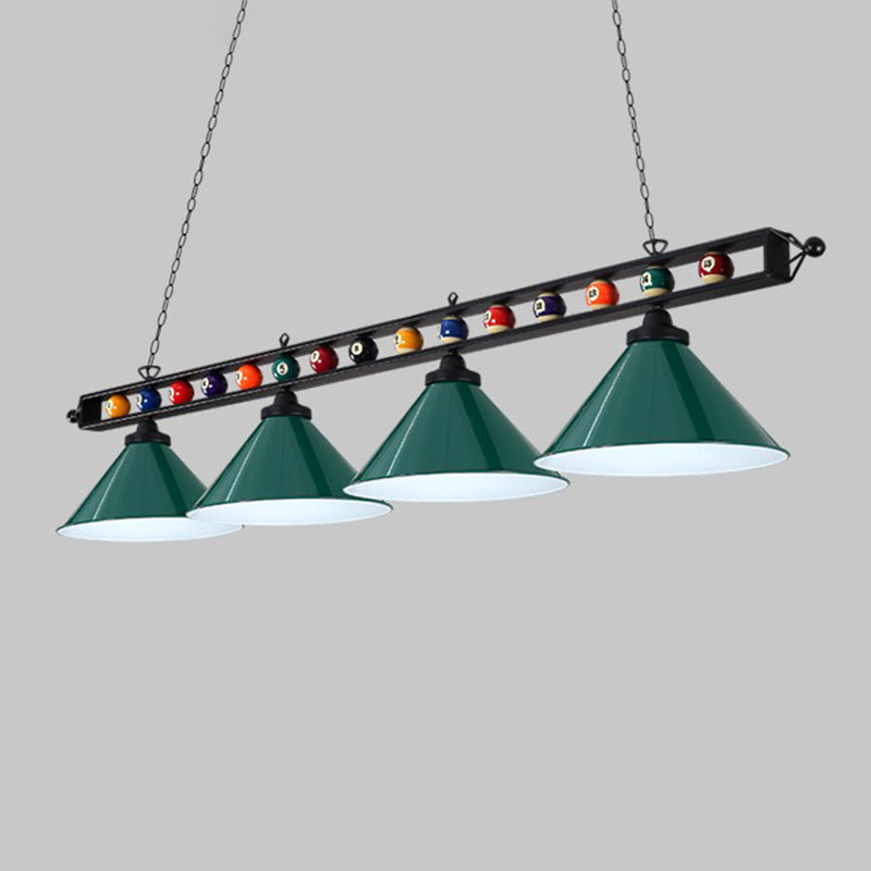 Iron Linear Island Ceiling Light Industrial Country Club Billiard Chandelier with Cone Shade
