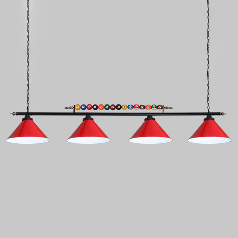 Iron Linear Island Ceiling Light Industrial Country Club Billiard Chandelier with Cone Shade