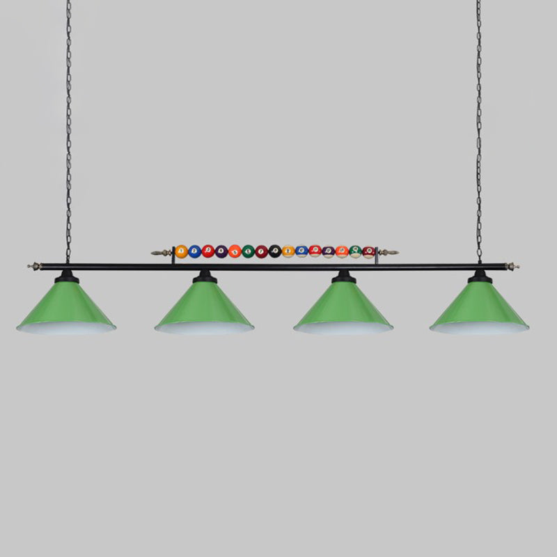 Iron Linear Island Ceiling Light Industrial Country Club Billiard Chandelier with Cone Shade